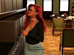 深色头发的熟女安娜在热辣的动画中,穿着高跟鞋和深情的时刻