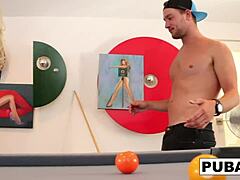 Brooke Brand seductively engages with Vans' genitals during a steamy game of pool